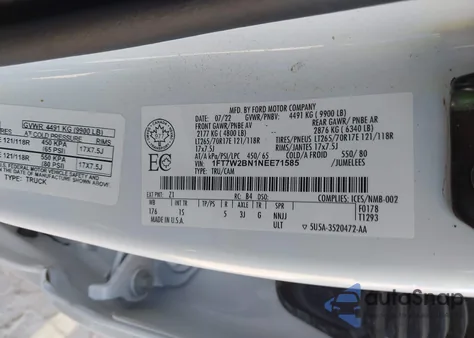 2022 Ford F-250 Xl from USA, damaged, VIN 1FT7W2BN1NEE71585